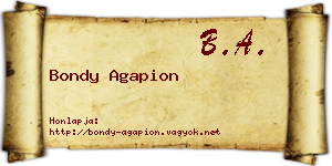 Bondy Agapion névjegykártya
